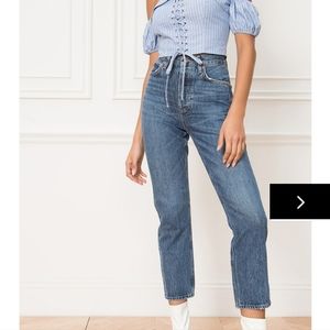 AGOLDE Jeans Riley High Rise Straight Crop In Air Blue